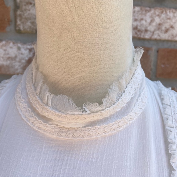 Adriana Papell White Flutter Sleeve Chiffon Dress Size 2 - Picture 8 of 9